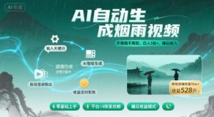 不用拍不用剪！AI自动生成烟雨视频，日入5张+，睡后收入--皓收集 | 网创宝典