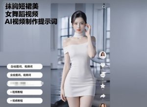 抹胸短裙美女舞蹈视频AI视频制作提示词（含绘图词、视频词）+视频教程--皓收集 | 网创宝典