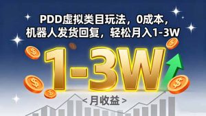 PDD虚拟类目玩法，0成本，机器人发货回复，轻松月入1-3W--皓收集 | 网创宝典
