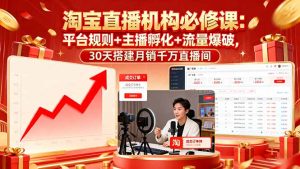 淘宝直播机构必修课：平台规则/主播孵化/流量爆破,30天搭建月销千万直播间--皓收集 | 网创宝典