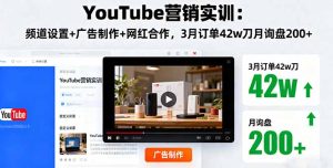YouTube营销实训：频道设置+广告制作+网红合作，3月订单42w刀月询盘200+--皓收集 | 网创宝典
