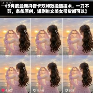 9月底最新抖音卡双特效搬运技术，一刀不剪，条条原创，短剧推文美女带货都可以--皓收集 | 网创宝典