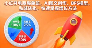 小红书电商爆单班，AI图文创作、BFS模型、私域转化，快速掌握增长方法--皓收集 | 网创宝典