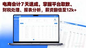 电商会计7天速成，掌握平台取数、财税处理、报表分析，薪资翻倍至12k+--皓收集 | 网创宝典