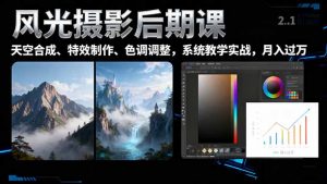风光摄影后期课，一键换天空合成、特效制作、色调调整，月入过万--皓收集 | 网创宝典