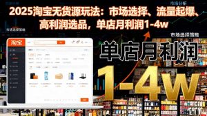 2025淘宝无货源玩法：市场选择、流量起爆、高利润选品，单店月利润1-4w--皓收集 | 网创宝典