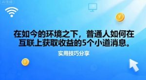 在如今的环境之下，普通人如何在互联上获取收益的一些小道消息--皓收集 | 网创宝典