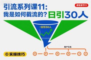 引流系列课11：我是如何截流的？日引30人【文档】--皓收集 | 网创宝典